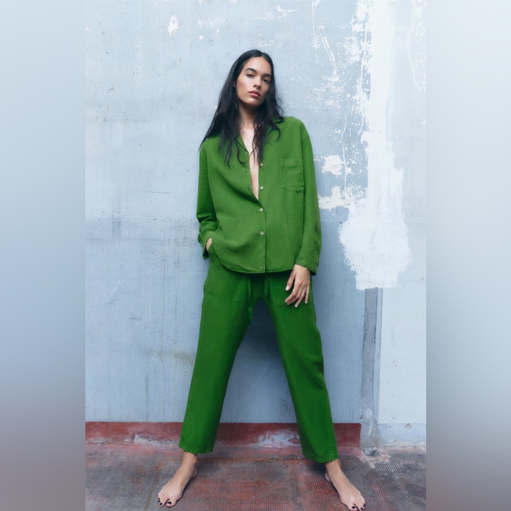 Zara Green Linen Pant